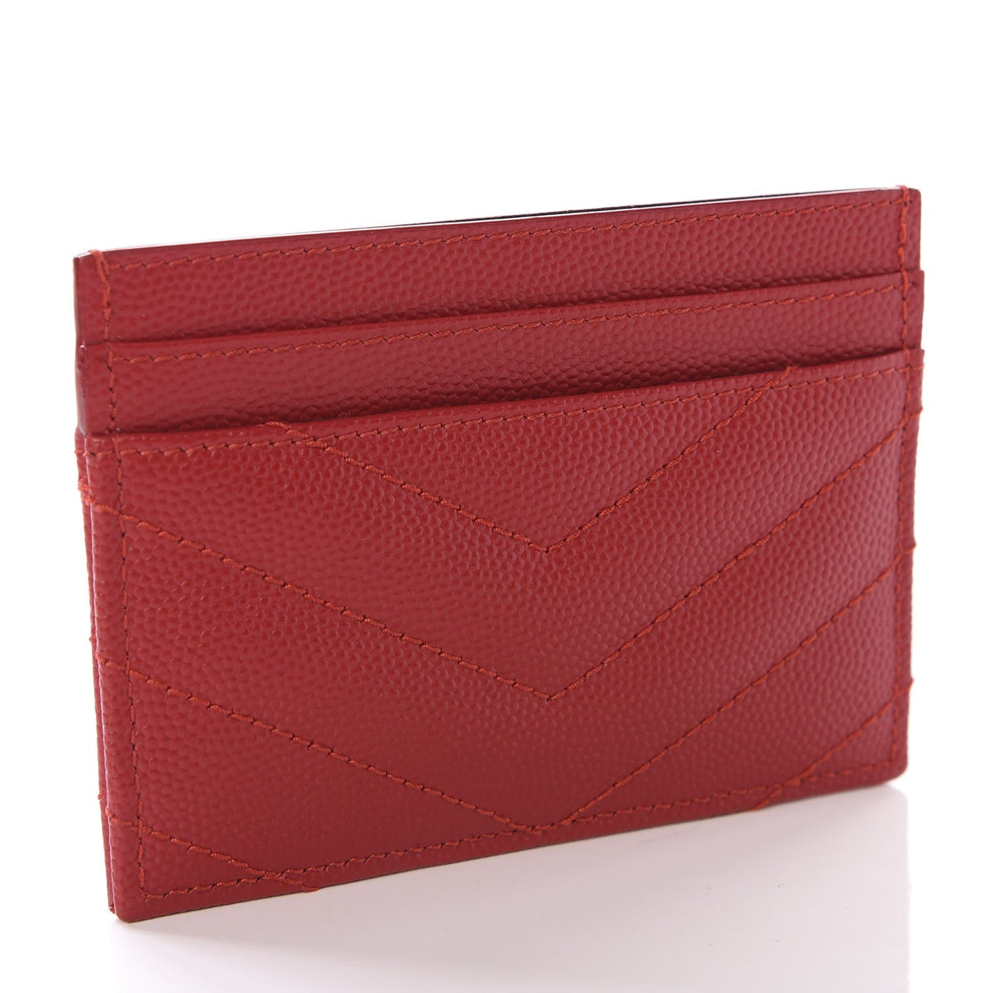Grain De Poudre Matelasse Chevron Monogram Credit Card Case New Red