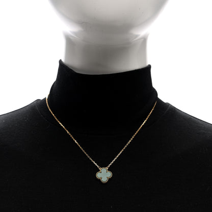 Van Cleef & Arpels 18K Yellow Gold Malachite Vintage Alhambra Pendant Necklace 3 of 4