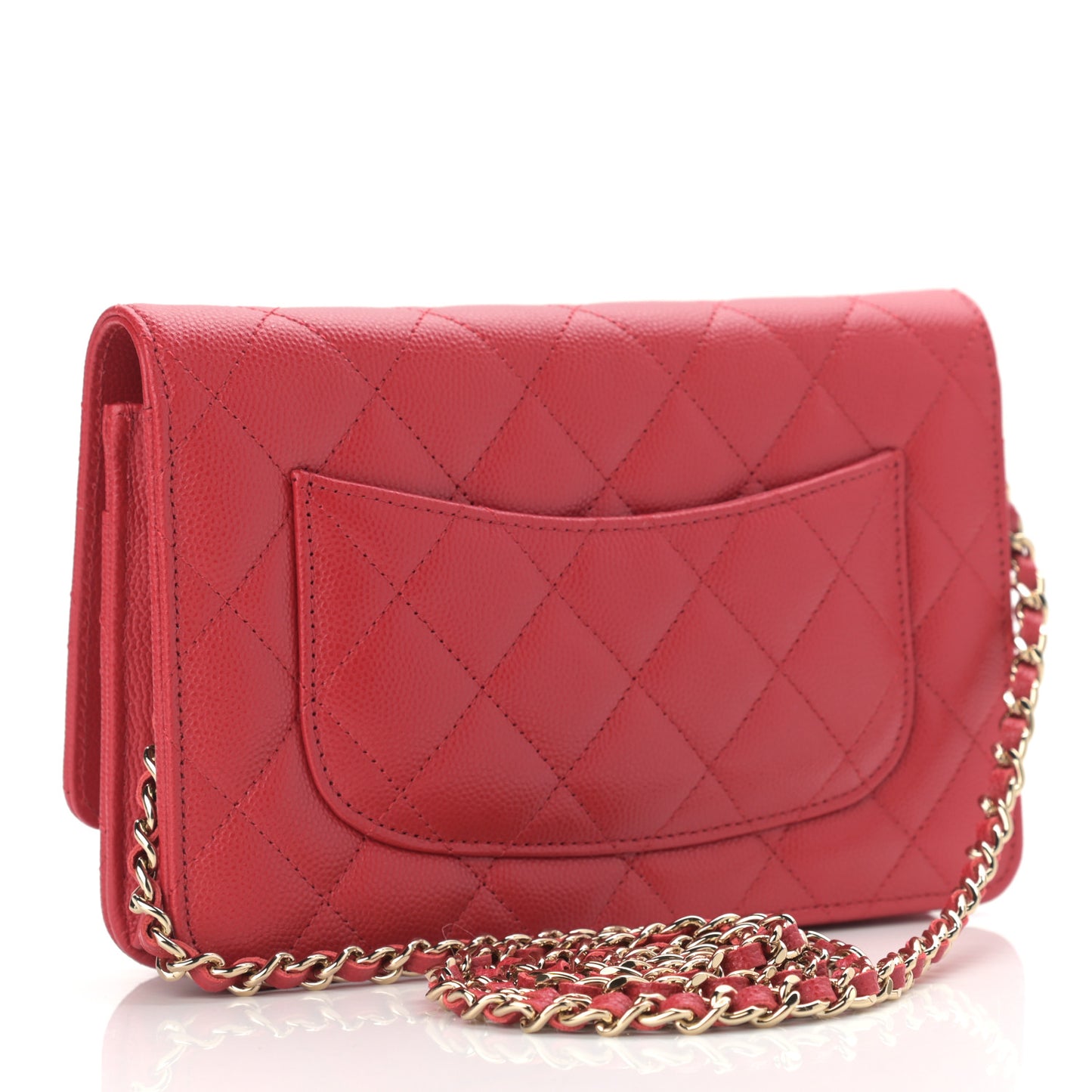 Caviar Quilted Wallet On Chain WOC Red