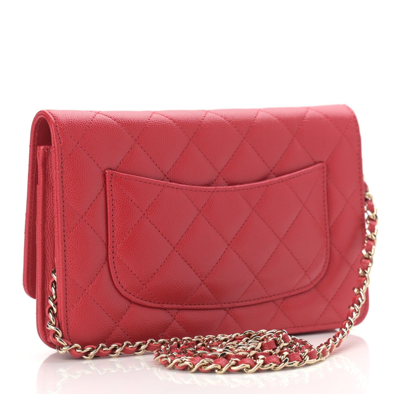 Chanel Caviar Quilted Wallet On Chain WOC Red 3 of 12