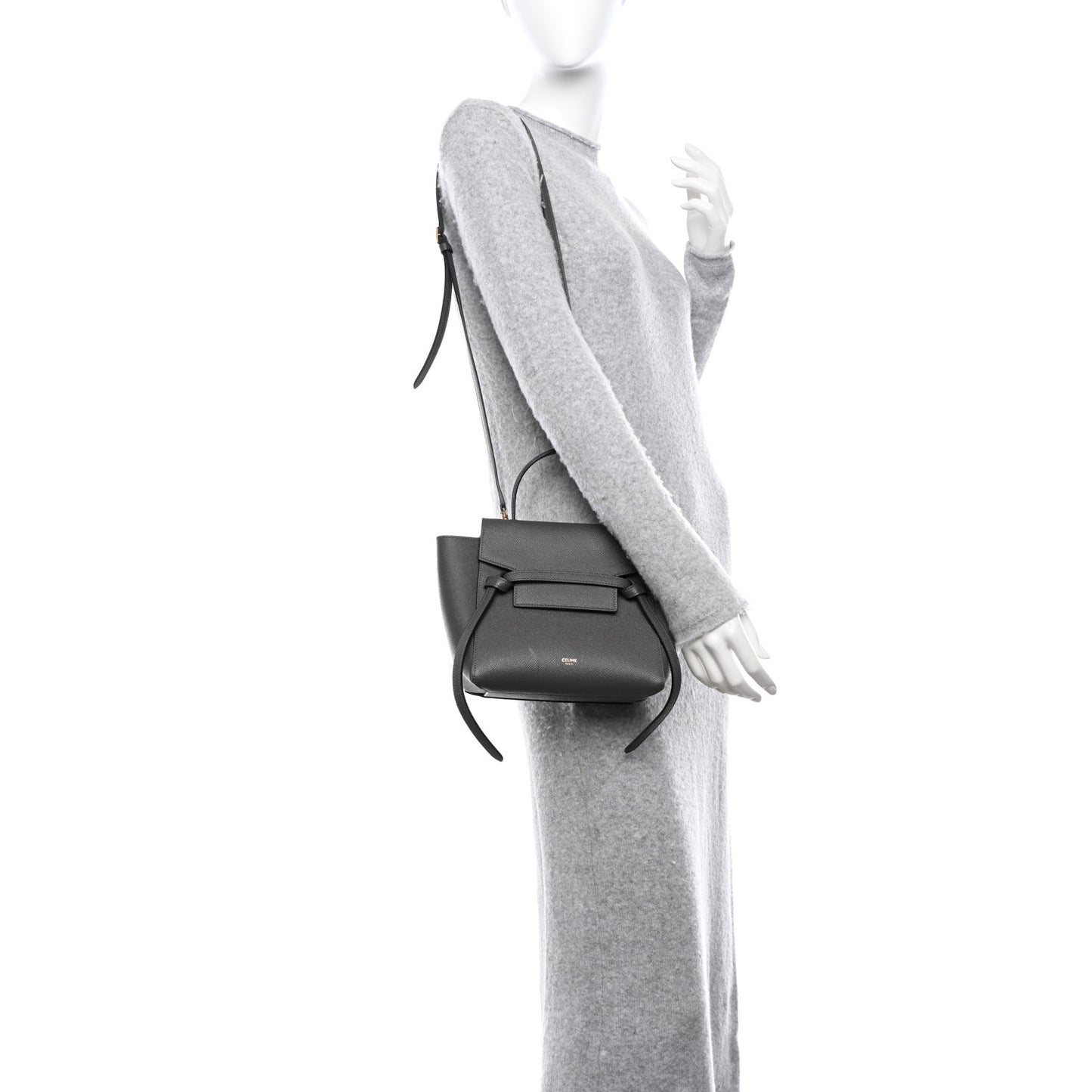 Grained Calfskin Nano Belt Bag Grey