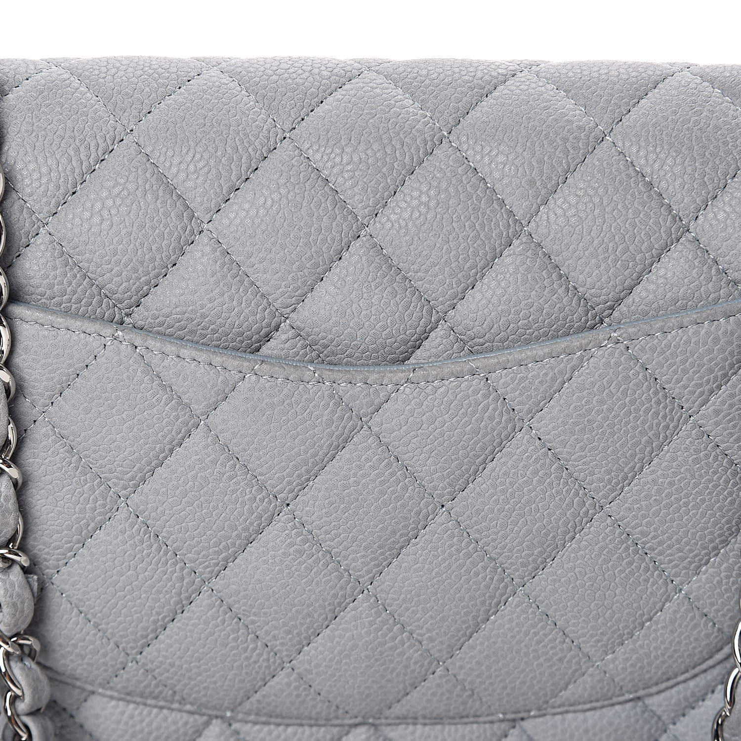 Chanel Iridescent Caviar Quilted Medium Double Flap Light Grey 11 of 11