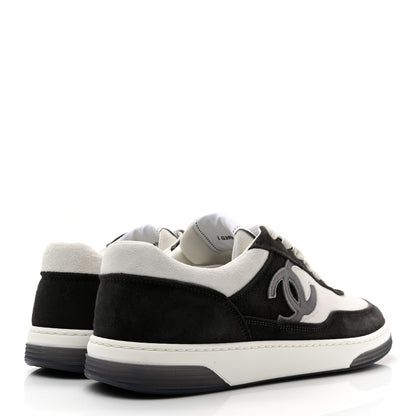 Chanel Suede Kidskin Womens CC Sneakers 39 Black White 4 of 11