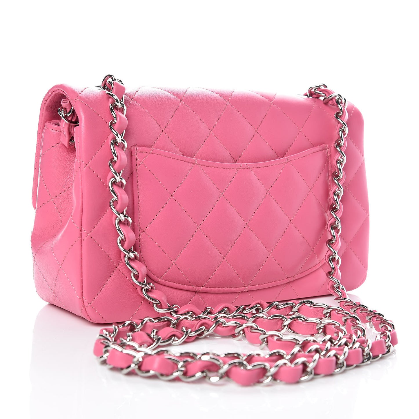 Lambskin Quilted Mini Rectangular Flap Pink