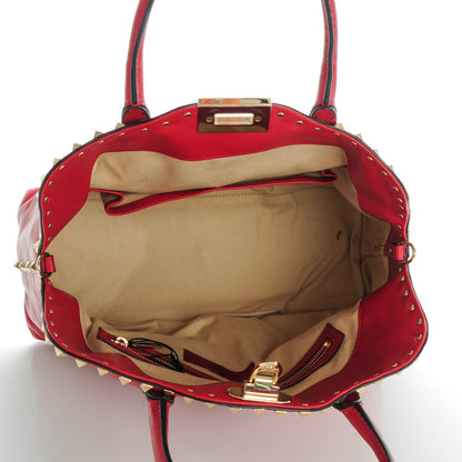 Valentino Garavani Vitello Rockstud Dome Satchel Red 5 of 7
