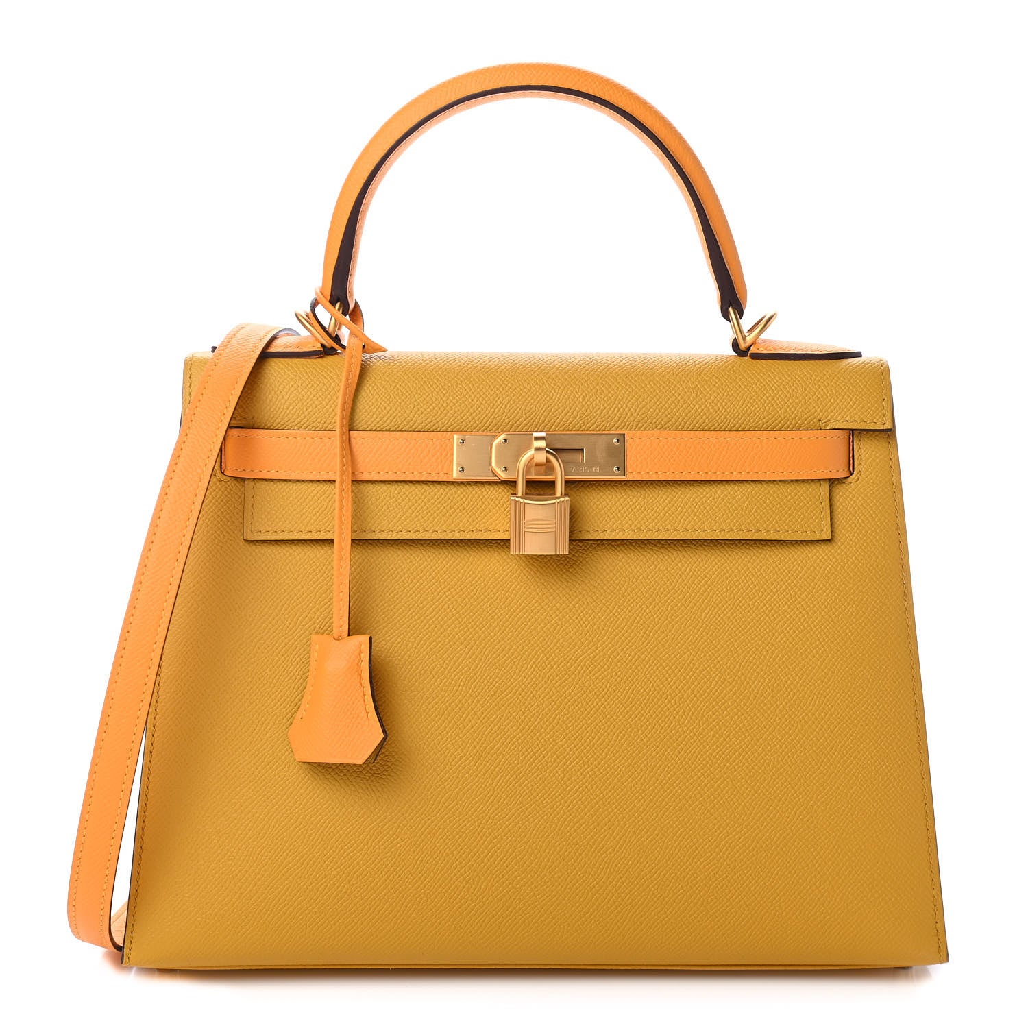 Hermes Epsom Horseshoe Kelly Sellier 28 Jaune Ambre Jaune D'Or 1 of 10