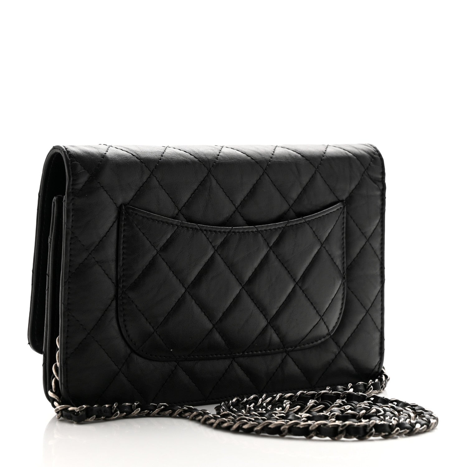 Chanel Aged Calfskin Reissue Wallet On Chain WOC Black 3 of 17