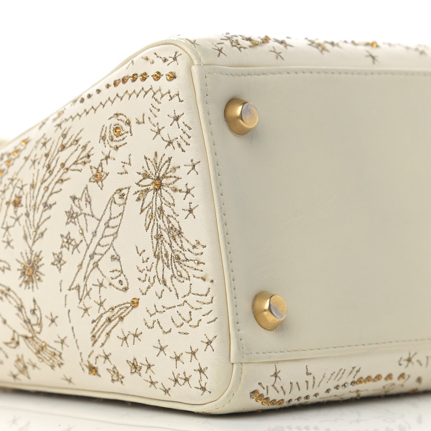 Embroidered Medium Lady Dior White Multicolor