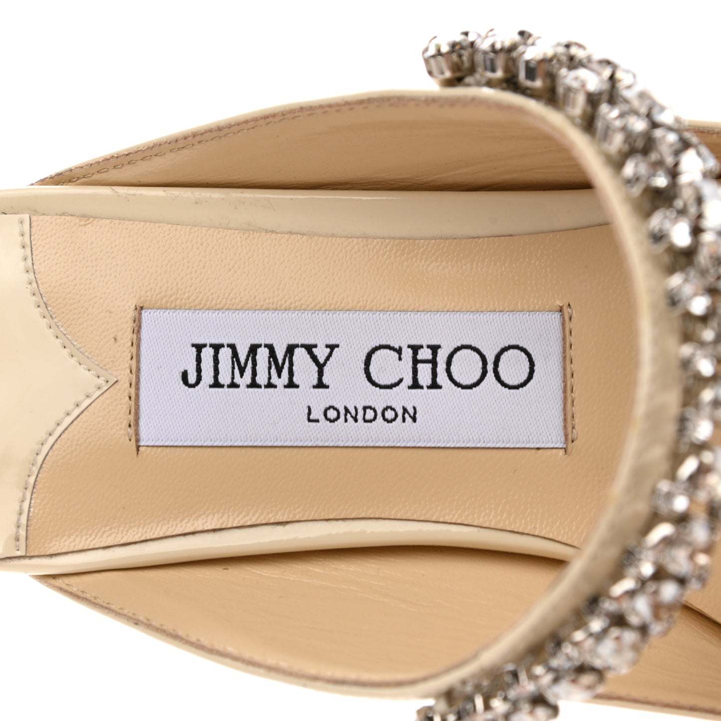 Patent Crystal Bing Mule Flats 35 Linen