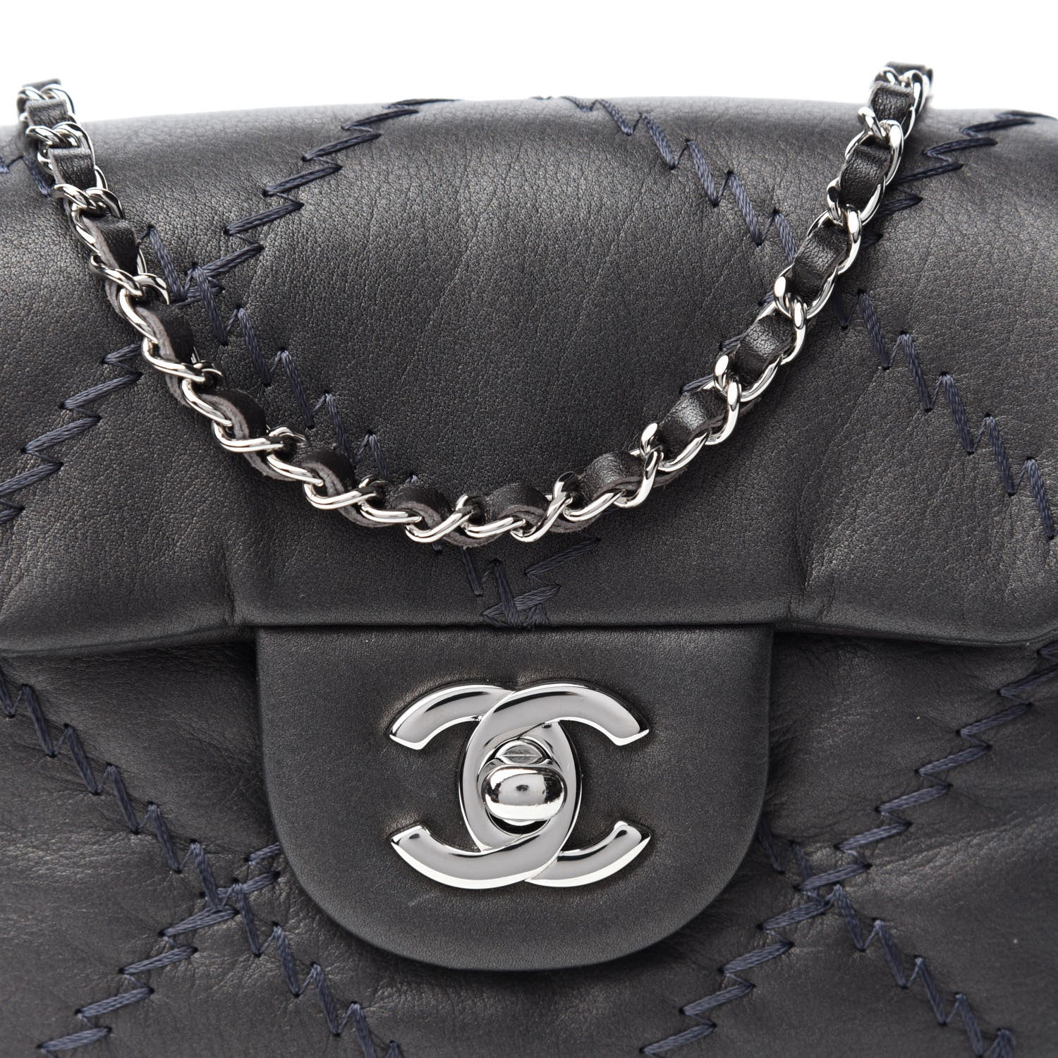 Chanel Metallic Lambskin Stitched New Mini Flap Grey 11 of 12