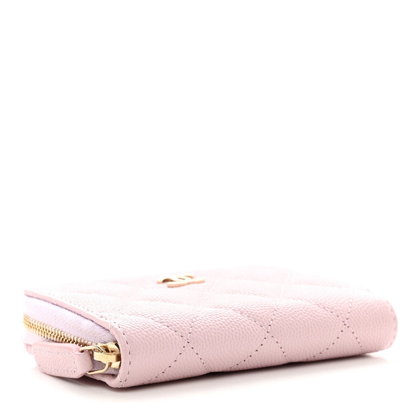 Caviar Quilted Zip Coin Purse Light Pink