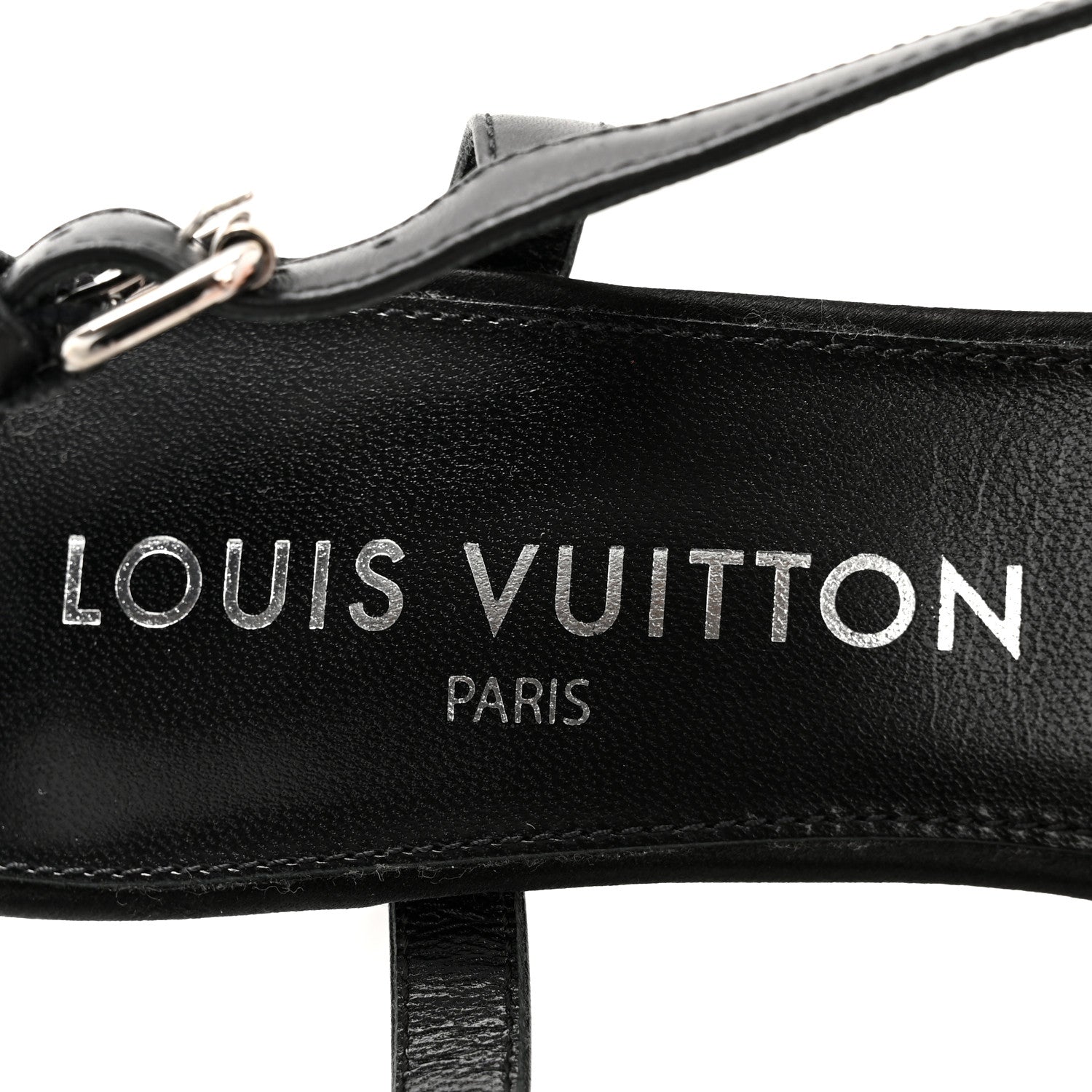 Louis Vuitton Satin Crystal Blossom Slingback Pump 36.5 Black 8 of 10