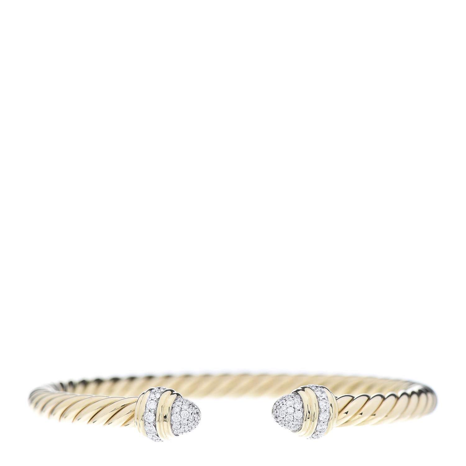 David Yurman 18K Yellow Gold Pave Diamond 5mm Cable Bracelet 1 of 6
