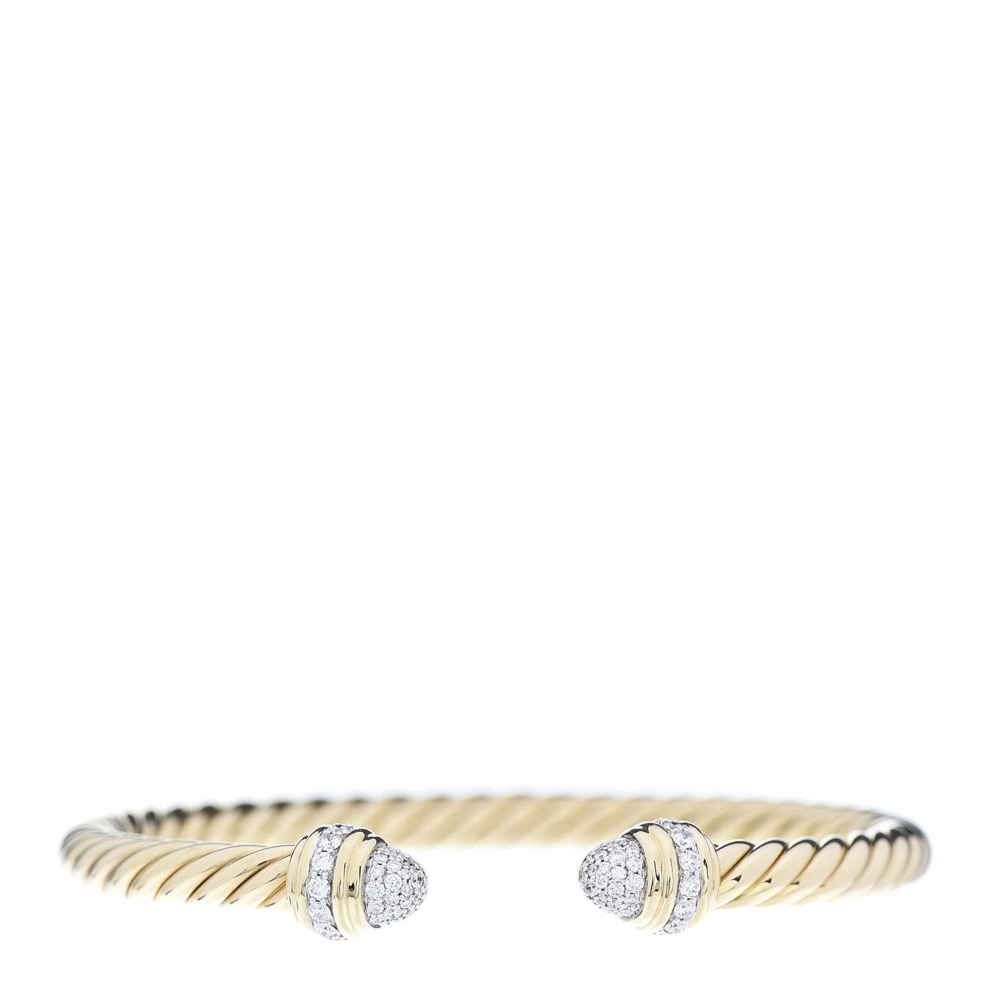 18K Yellow Gold Pave Diamond 5mm Cable Bracelet