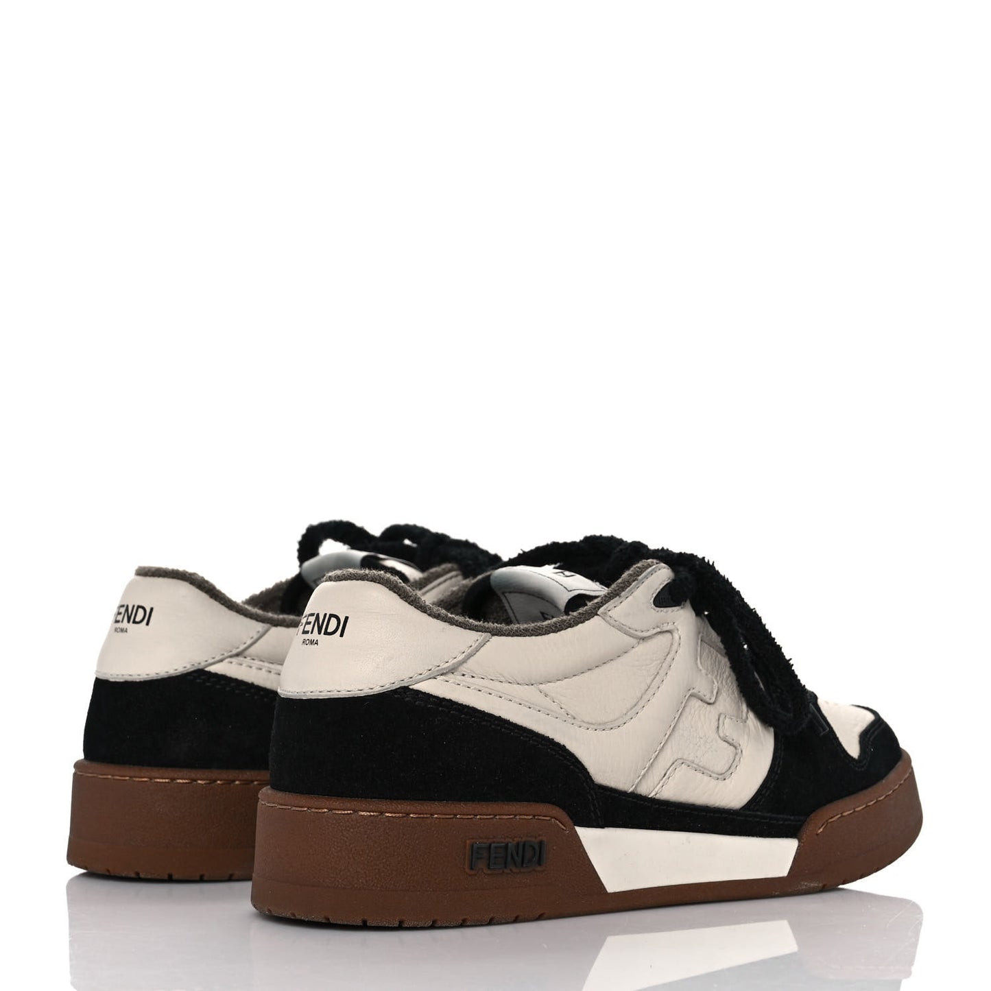 Suede Vitello Fendi Match Low Top Sneakers 37 Milk Black