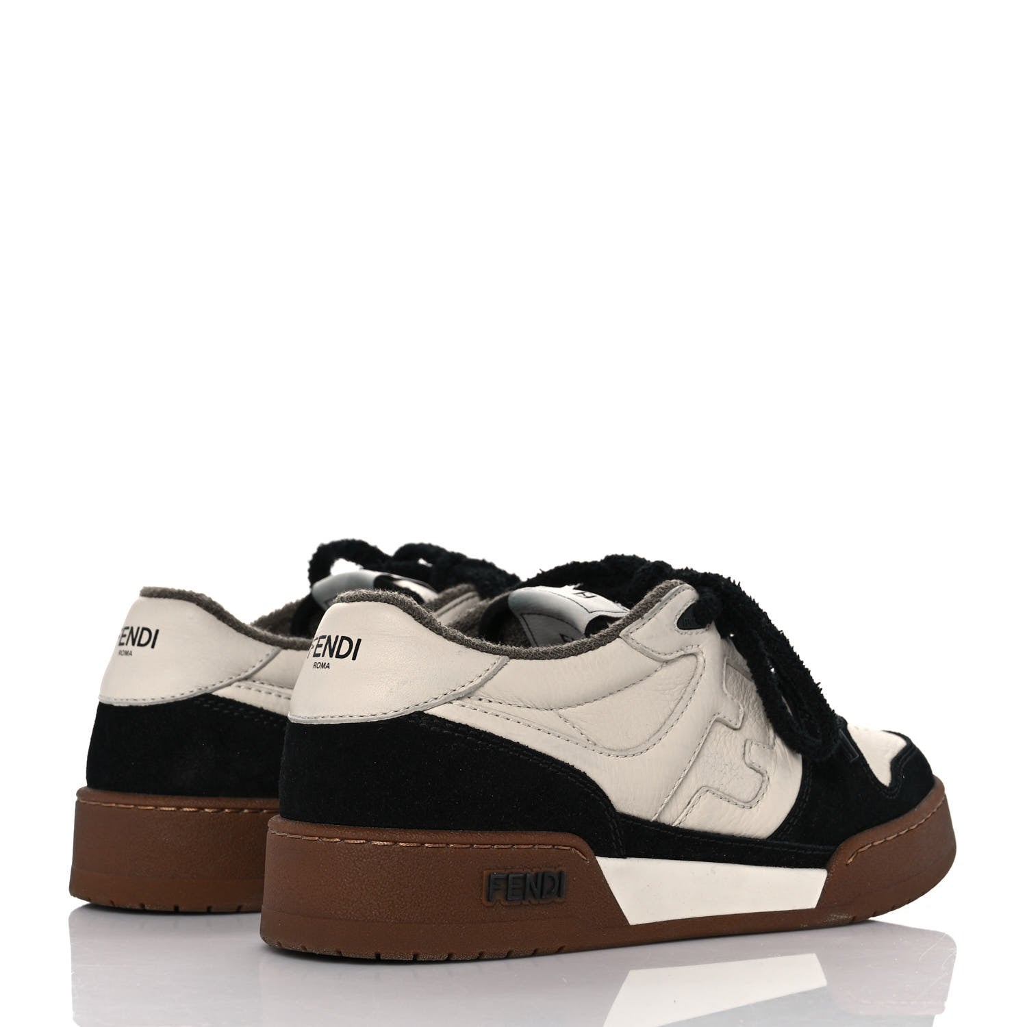 Fendi Suede Vitello Fendi Match Low Top Sneakers 37 Milk Black 4 of 12