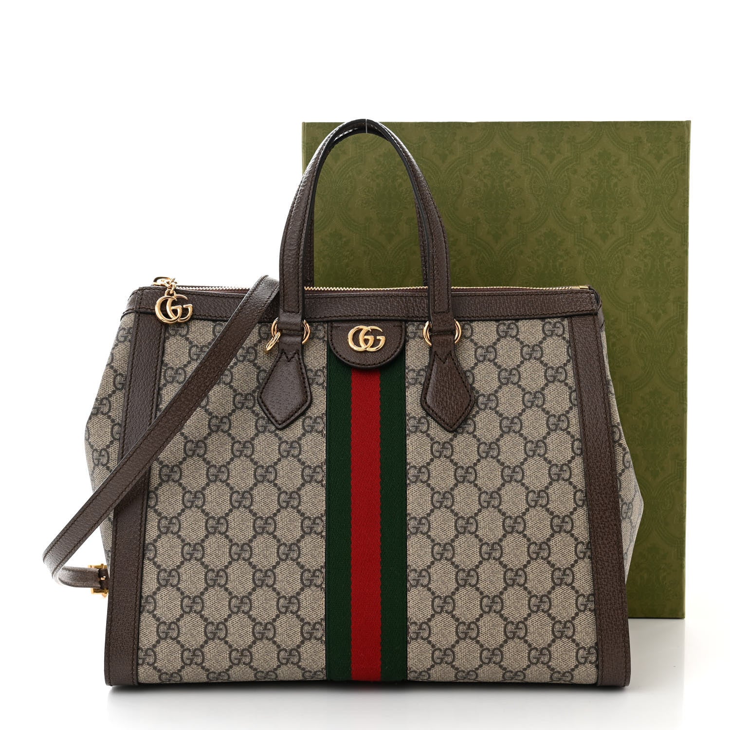 Gucci GG Supreme Monogram Web Medium Ophidia Tote Bag Brown 11 of 11
