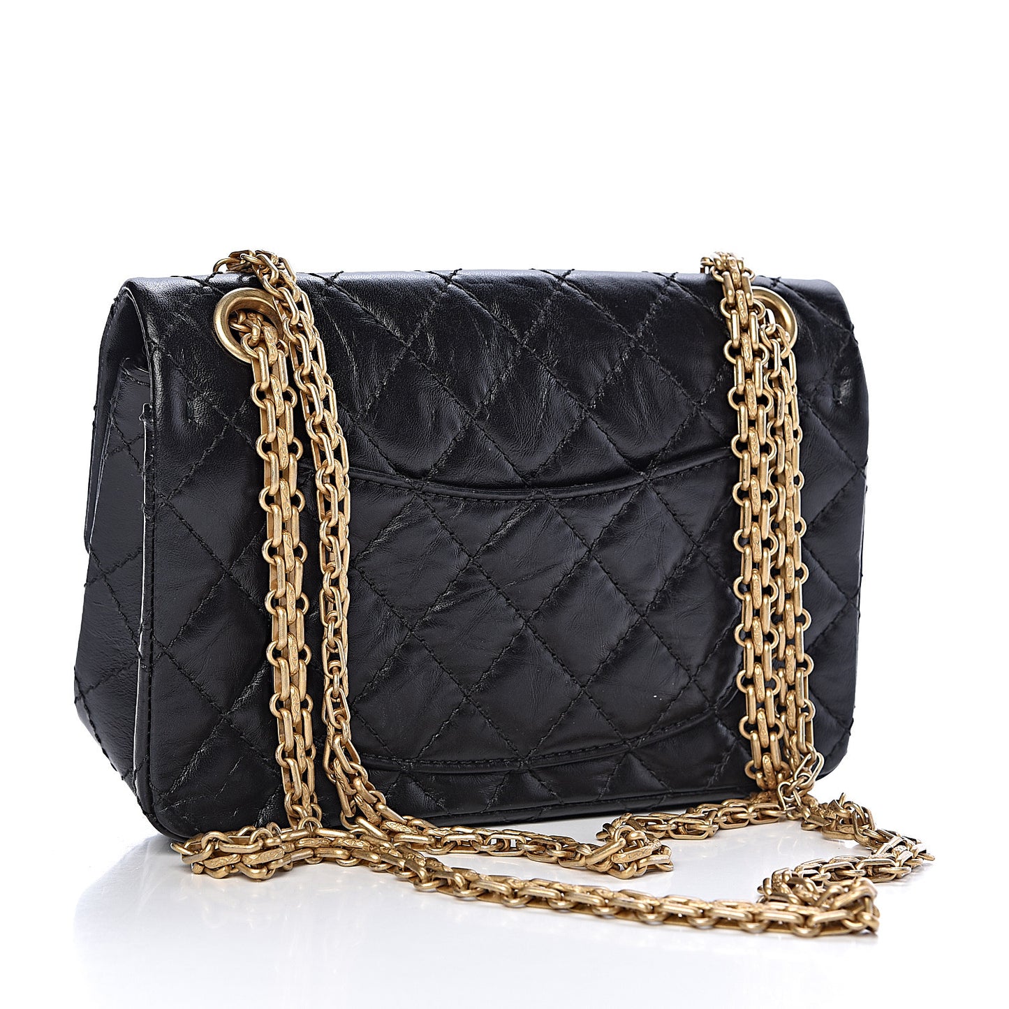 Aged Calfskin Quilted 2.55 Reissue Mini Flap Black