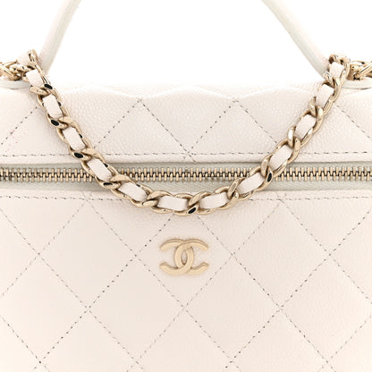 Chanel Caviar Quilted Top Handle Slim Vanity With Chain White 7 of 10