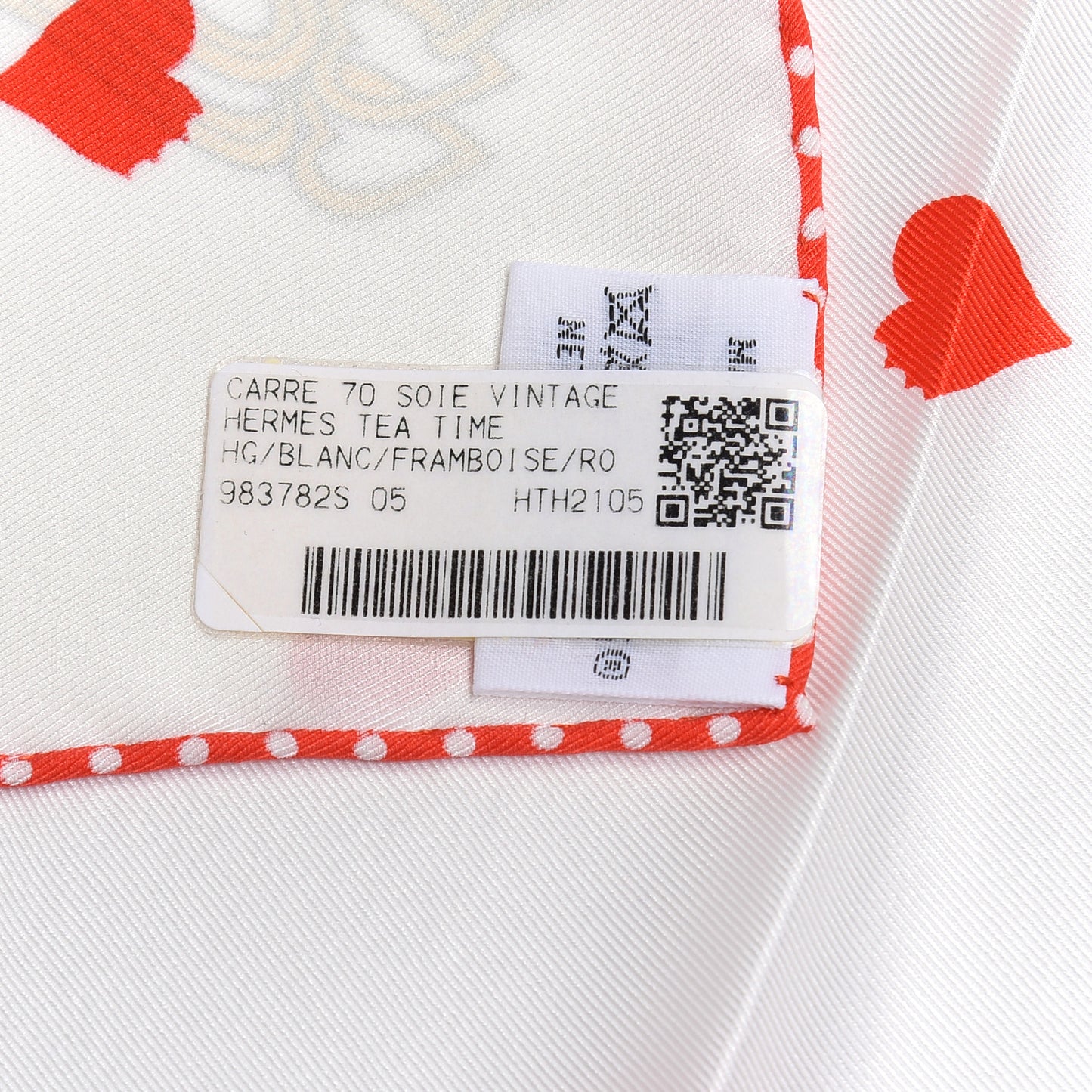 Silk Tea Time Scarf 70 White Framboise Rouge