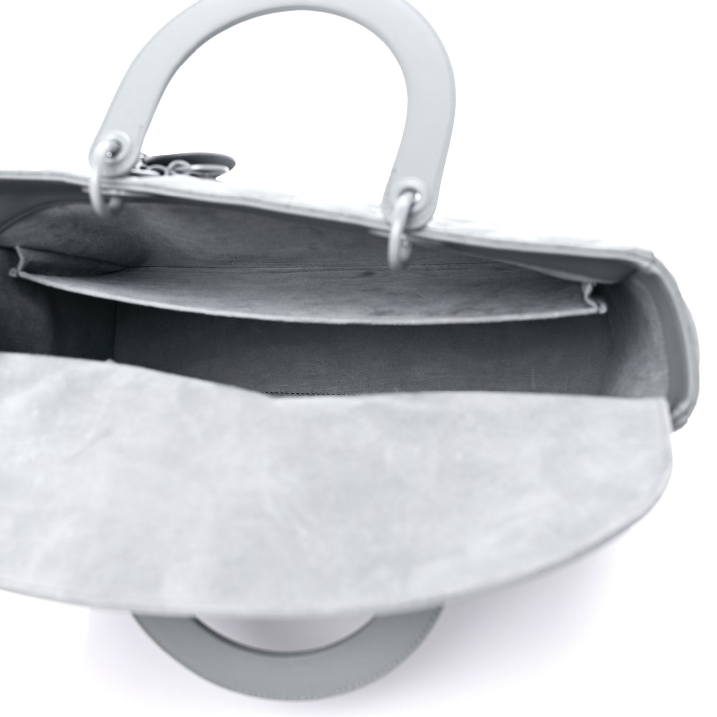 Ultra Matte Calfskin Cannage Large Lady Dior Grey Stone