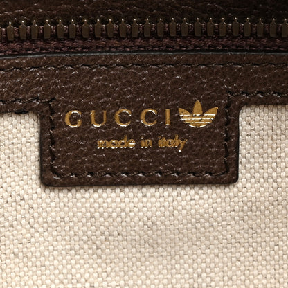Gucci X ADIDAS Crystal Vintage Monogram Textured Dollar Calfskin Web Trefoil Logo Mini Bowling Bag Mid Natural Nut Off White New Acero 6 of 10