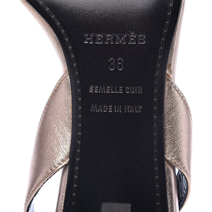 Hermes Metallic Nappa Night 70 Slingback Sandals 36 Or Rose 7 of 9