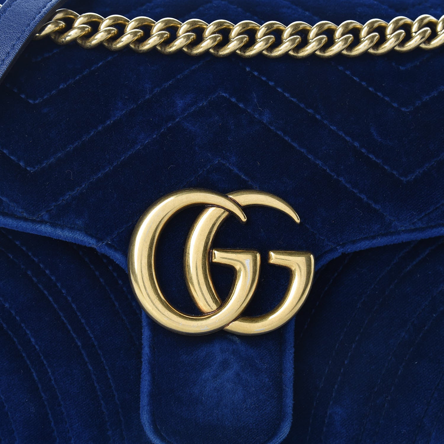 Gucci Velvet Matelasse Small GG Marmont Shoulder Bag Cobalt Blue 8 of 20