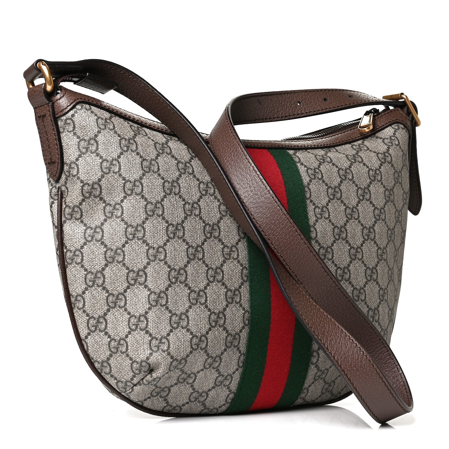 Gucci GG Supreme Monogram Web Small Ophidia Half Moon Hobo Brown 3 of 12