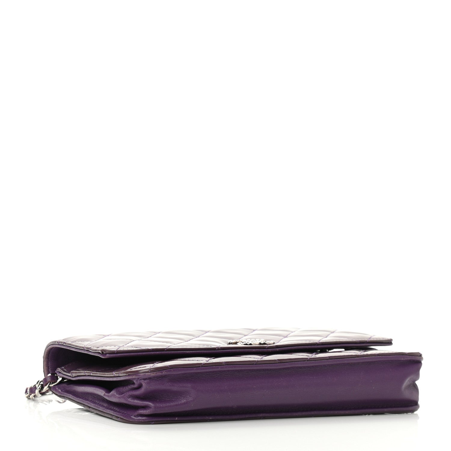 Chanel Patent Quilted Brilliant Wallet On Chain WOC Violet 4 of 12