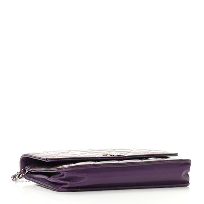 Chanel Patent Quilted Brilliant Wallet On Chain WOC Violet 4 of 12