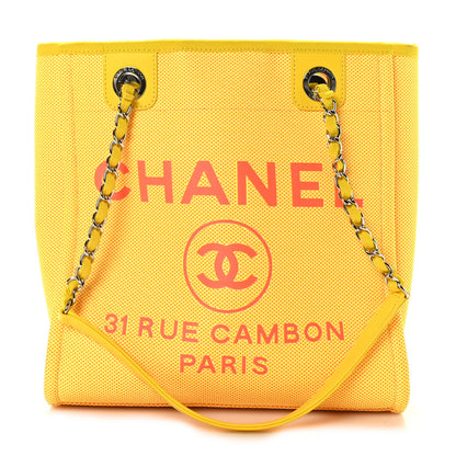 Chanel Mixed Fibers Calfskin Mini Deauville Tote Orange Yellow 1 of 9