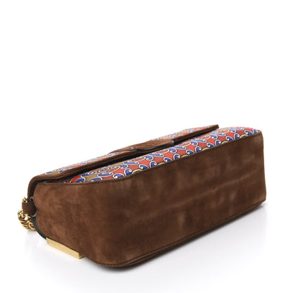Fendi Suede Satin Double F Shoulder Bag Marrone Rosso Blue 4 of 11