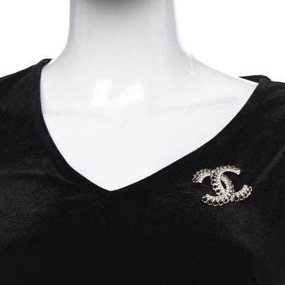 Chanel Crystal Chain CC Brooch Gold 2 of 5