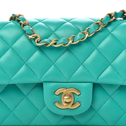 Chanel Lambskin Quilted Mini Rectangular Flap Turquoise 11 of 12