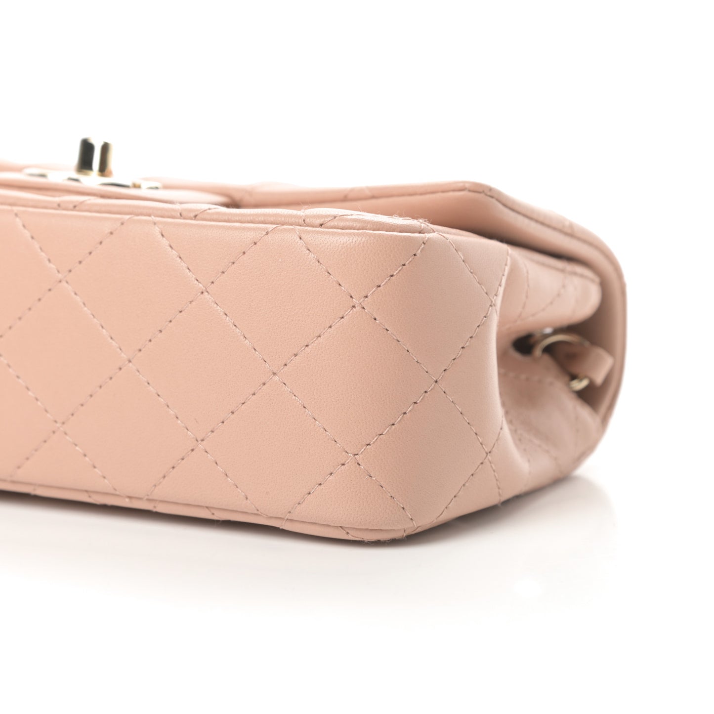 Lambskin Quilted Mini Rectangular Flap Beige