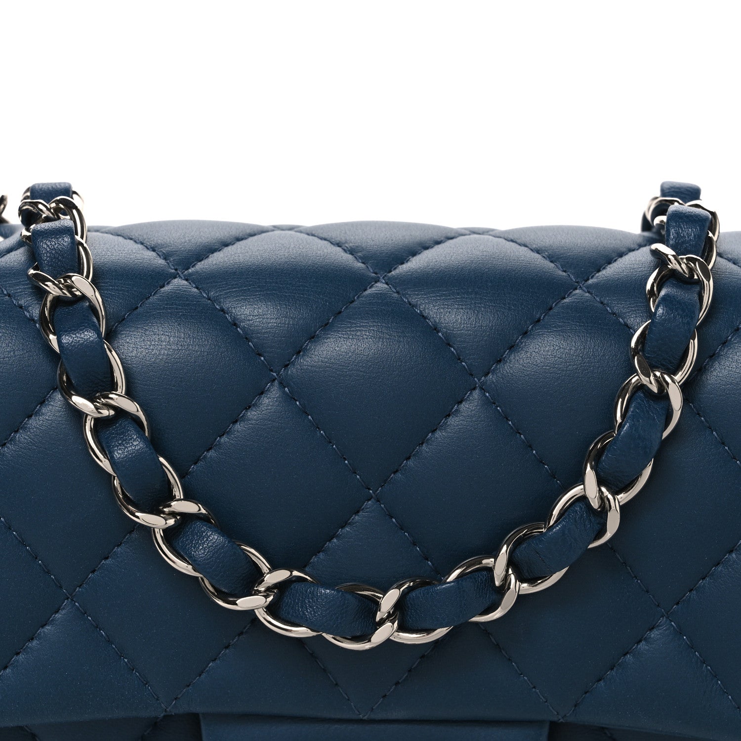 Chanel Lambskin Quilted Mini Rectangular Flap Dark Blue 8 of 11