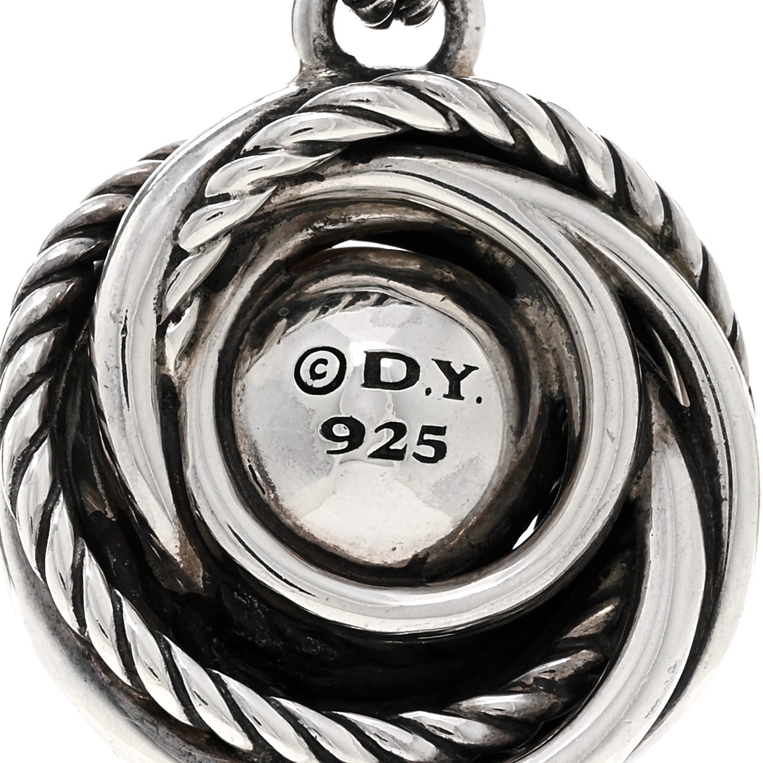 David Yurman Sterling Silver Diamond Silver Pearl 10mm Crossover Pendant Necklace 4 of 4