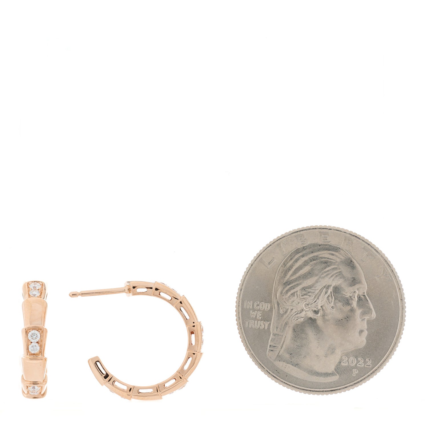 Bulgari 18K Rose Gold Diamond Serpenti Viper Hoop Earrings 2 of 7