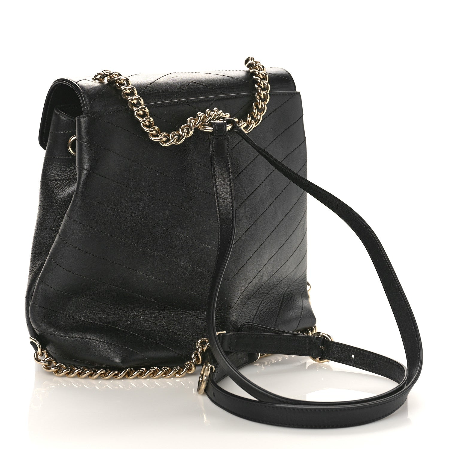 Chanel Grained Calfskin Chevron Stitched Backpack Black 3 of 9