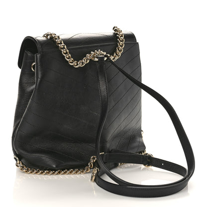Chanel Grained Calfskin Chevron Stitched Backpack Black 3 of 9