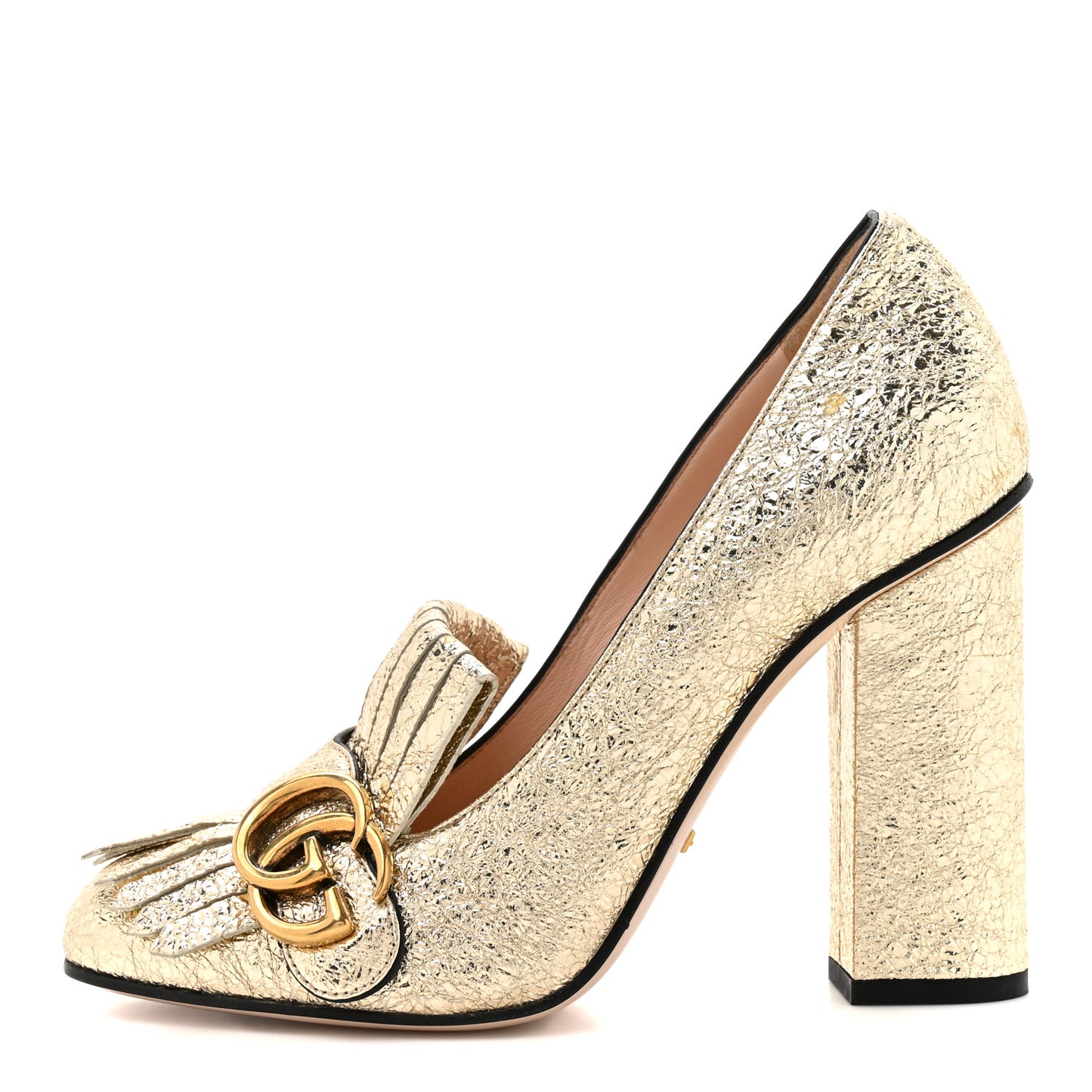 Galassia GG Marmont Fringe 50mm Loafer Pumps 38 Platino