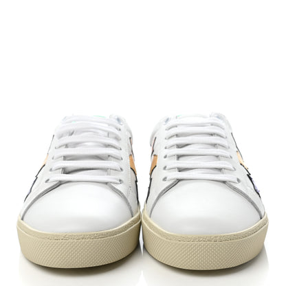 Saint Laurent Calfskin Womens Star Court Sneakers 37 Green Multicolor 2 of 8