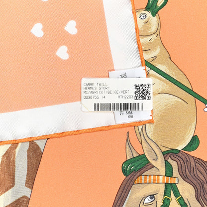 Hermes Silk Story 90 Scarf Abricot Beige Vert 5 of 5