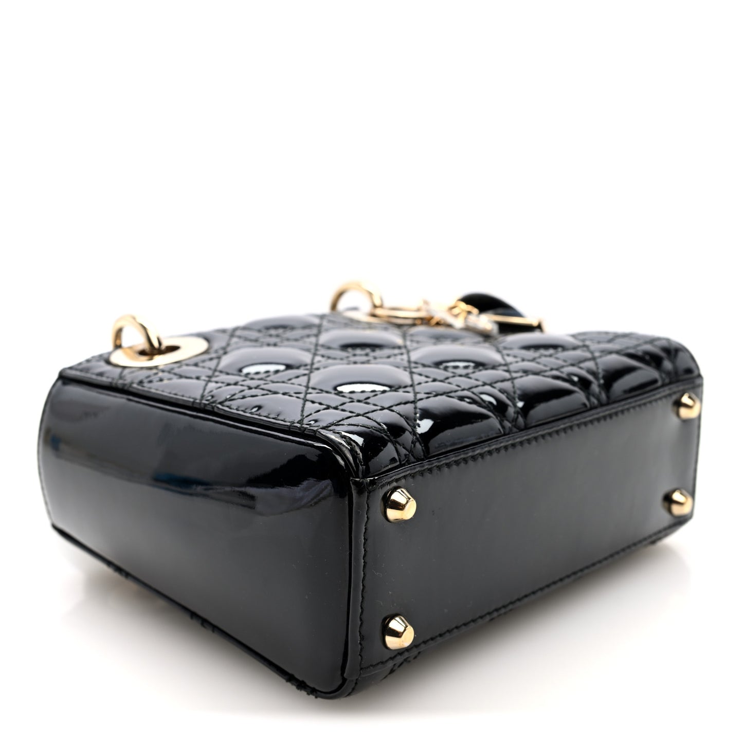 Patent Cannage Mini Lady Dior Black