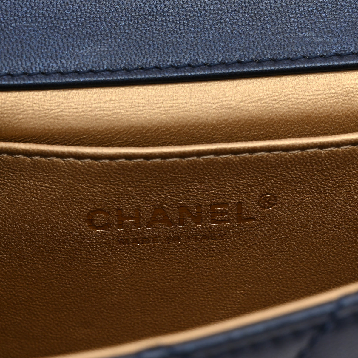 Chanel Iridescent Lambskin Quilted Chic Pearls Flap  Navy Blue 6 of 10