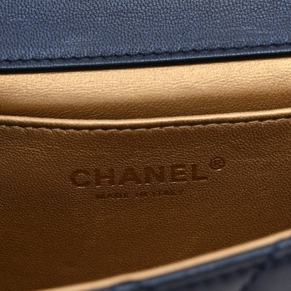 Chanel Iridescent Lambskin Quilted Chic Pearls Flap  Navy Blue 6 of 10