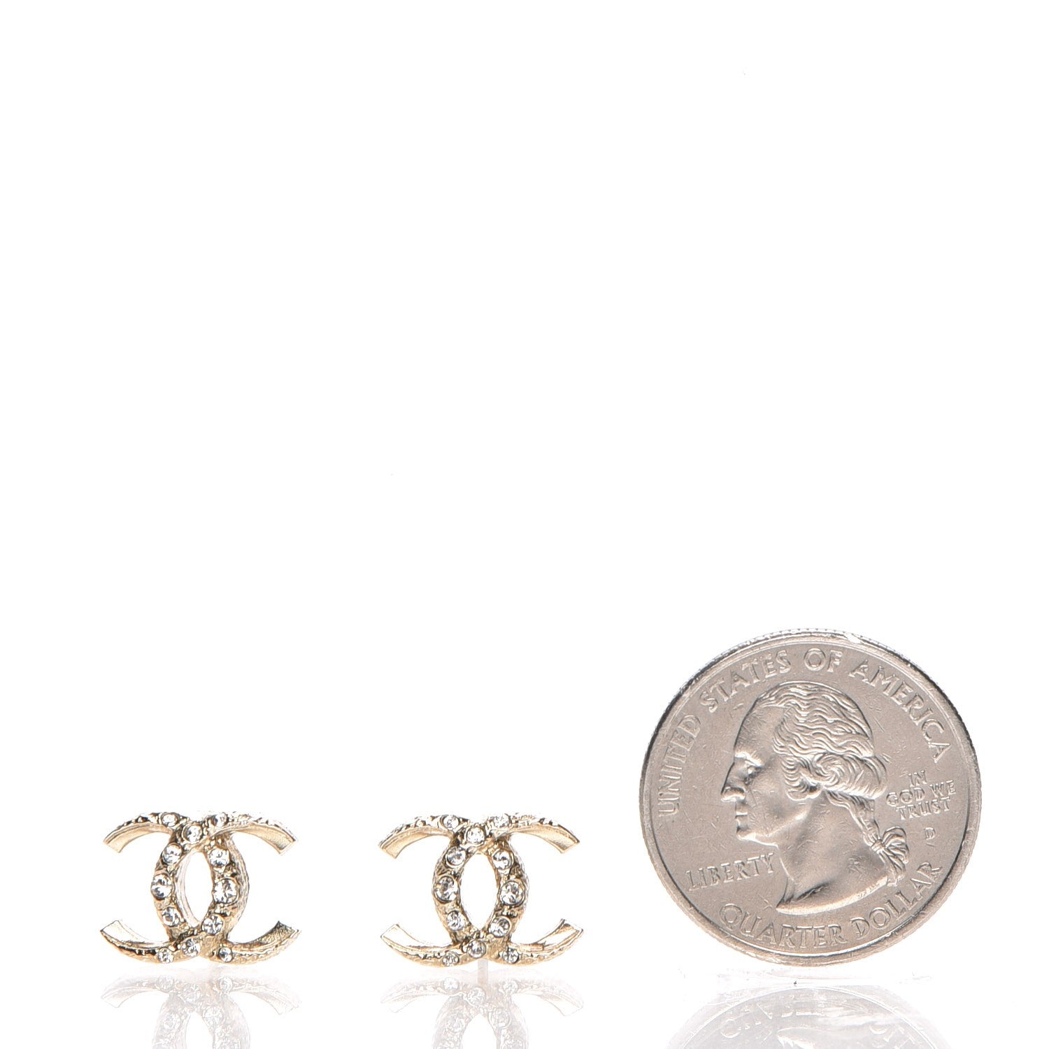 Chanel Crystal CC Logo Earrings Gold 2 of 4