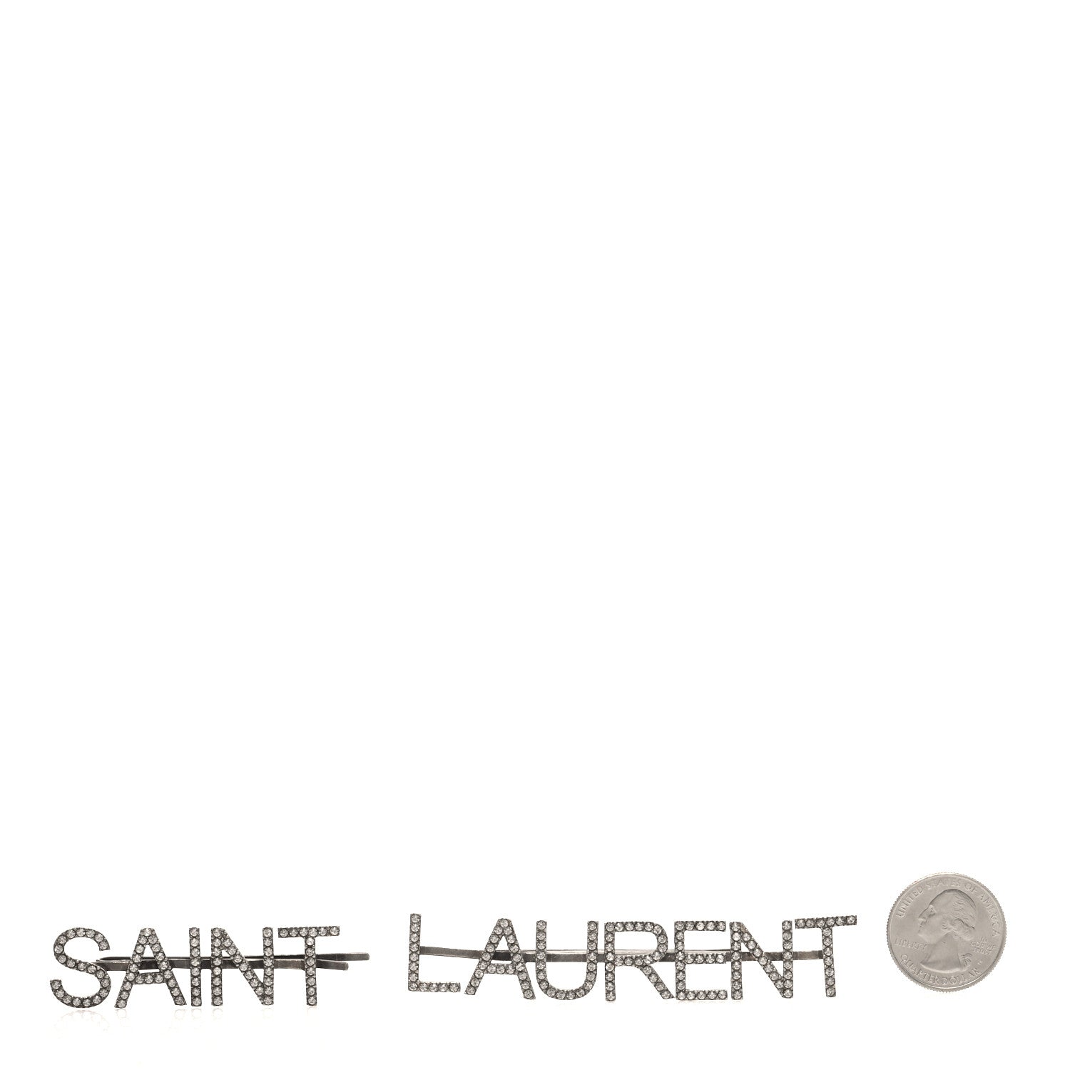 Saint Laurent Crystal Logo Hair Clips Silver 2 of 6