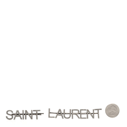 Saint Laurent Crystal Logo Hair Clips Silver 2 of 6
